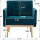 Square Velvet Accent Chair, Golden Metal Leg Single Sofa Chair, Living Room Chair, Bedroom Chair, Coffee Chair, Reception Chair (Teal)