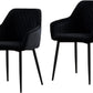 Black Dining Chairs Set of 2 Velvet Upholstered Seat with Black Legs for Dining Room Kitchen Living Room Side Chairs