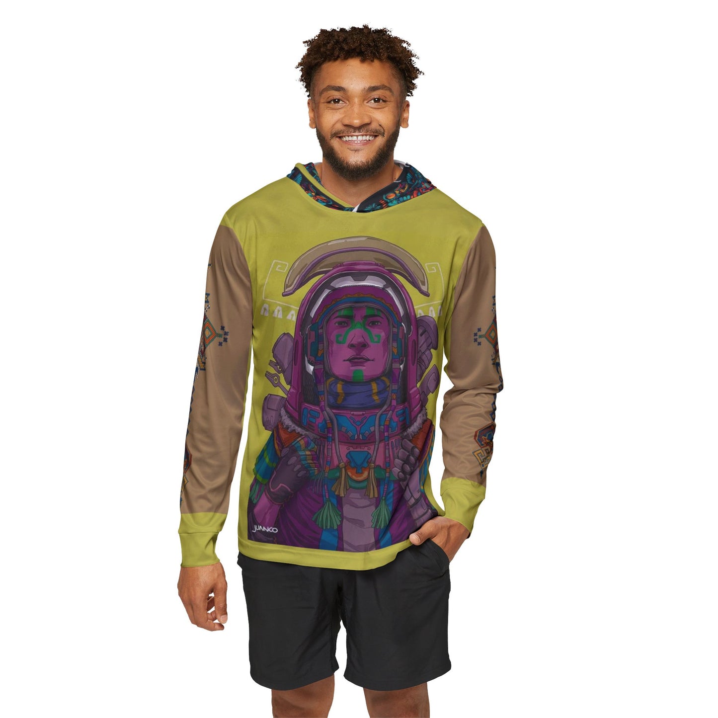 Men's Sports Warmup Hoodie - Vibrant Artistic Design with Historical Touch - Deracco