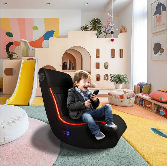 Foldable Gaming Chair With Onboard Speakers, LED Strips, Bluetooth Music Speakers