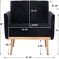 Square Velvet Accent Chair, Golden Metal Leg Single Sofa Chair, Living Room Chair, Bedroom Chair, Coffee Chair, Reception Chair (Black)