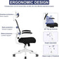 Office Chair, Ergonomic Desk Chair, Computer Chair, Office Desk Chair, Ergonomic Chair, Mesh Computer Chair with Adjustable Headrest and Lumbar Support, Home Office Chair White