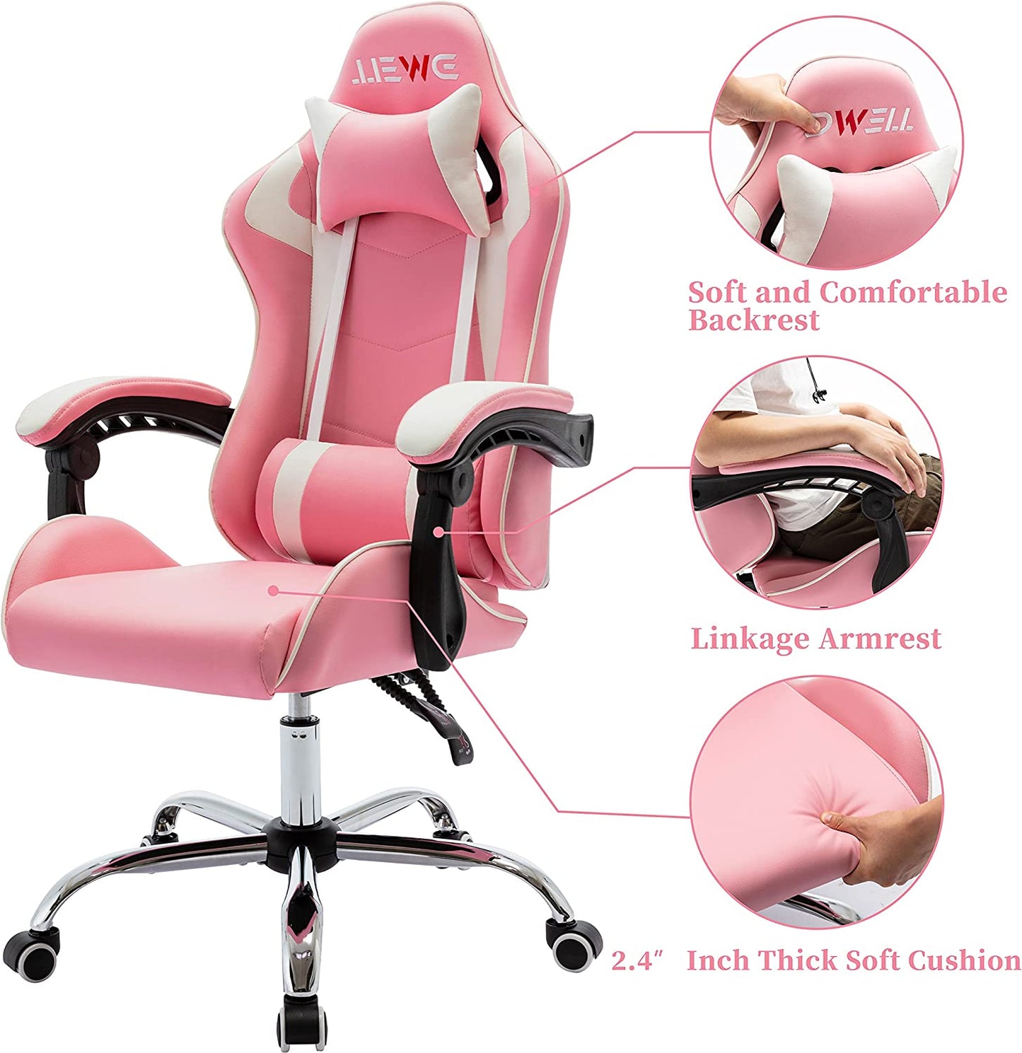 Pink Gaming Chair Ergonomic Computer Chair,Gamer Chair Pink Office Chair Gaming Massage Chair