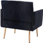 Square Velvet Accent Chair, Golden Metal Leg Single Sofa Chair, Living Room Chair, Bedroom Chair, Coffee Chair, Reception Chair (Black)