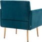 Square Velvet Accent Chair, Golden Metal Leg Single Sofa Chair, Living Room Chair, Bedroom Chair, Coffee Chair, Reception Chair (Teal)