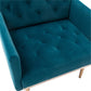 Square Velvet Accent Chair, Golden Metal Leg Single Sofa Chair, Living Room Chair, Bedroom Chair, Coffee Chair, Reception Chair (Teal)