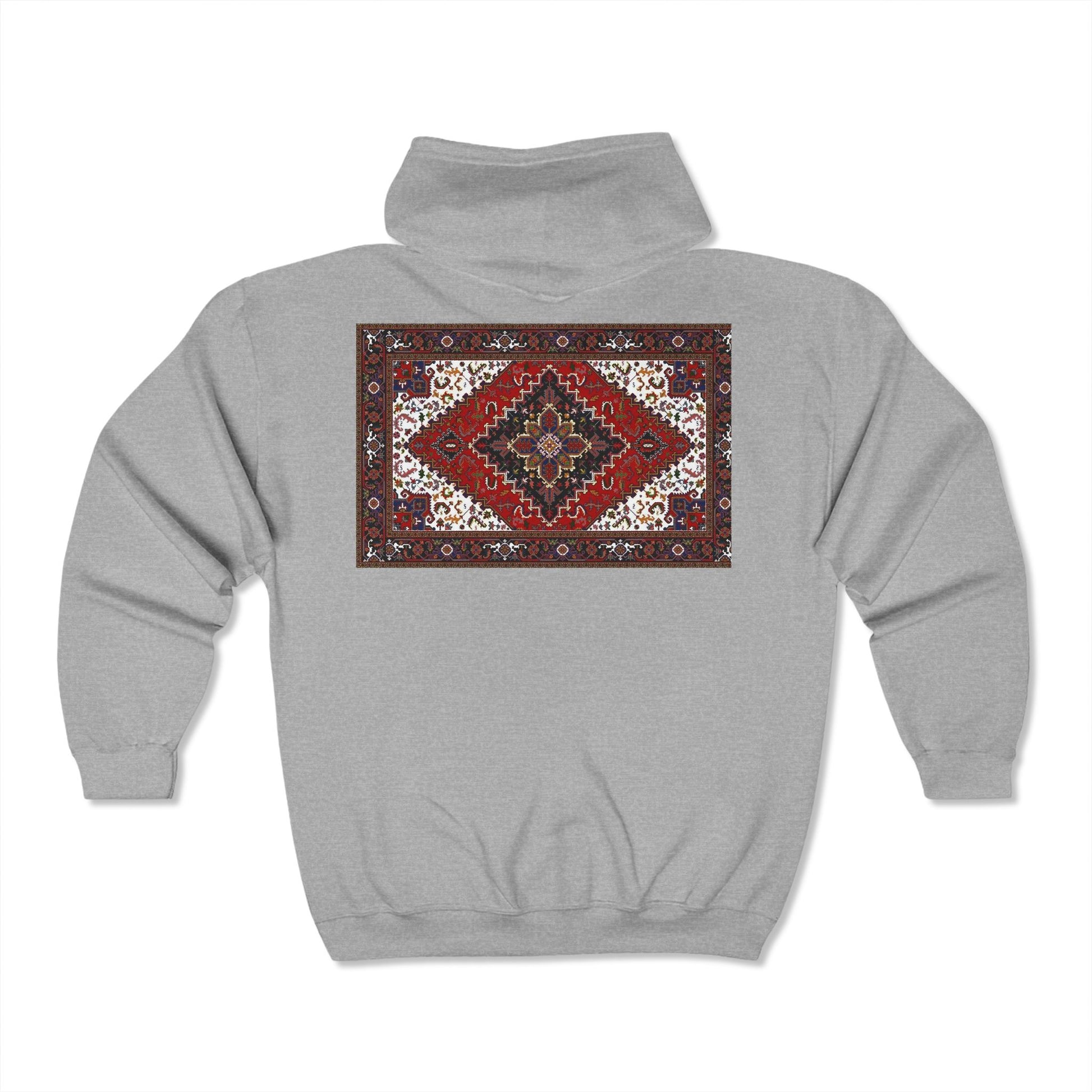 Eagle and Pattern Full Zip Hoodie - Unisex Heavy Blend Sweatshirt - Perfect for Nature Lovers - Deracco