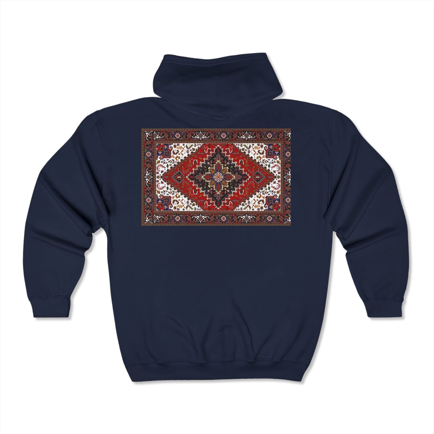 Eagle and Pattern Full Zip Hoodie - Unisex Heavy Blend Sweatshirt - Perfect for Nature Lovers - Deracco