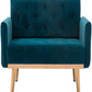 Square Velvet Accent Chair, Golden Metal Leg Single Sofa Chair, Living Room Chair, Bedroom Chair, Coffee Chair, Reception Chair (Teal)