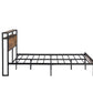 Queen Size Metal Platform Bed Frame With Wooden Headboard And Footboard With USB LINER