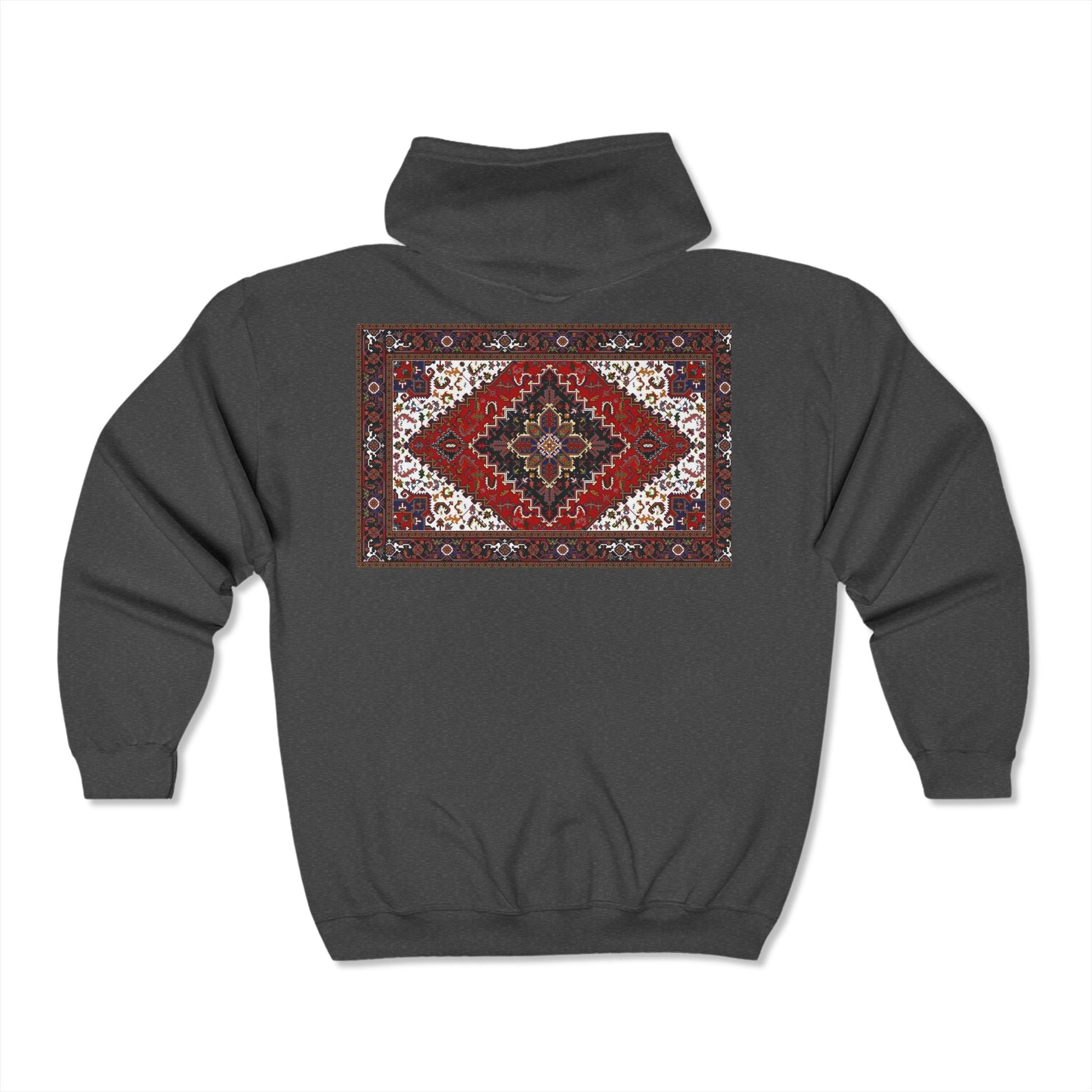 Eagle and Pattern Full Zip Hoodie - Unisex Heavy Blend Sweatshirt - Perfect for Nature Lovers - Deracco