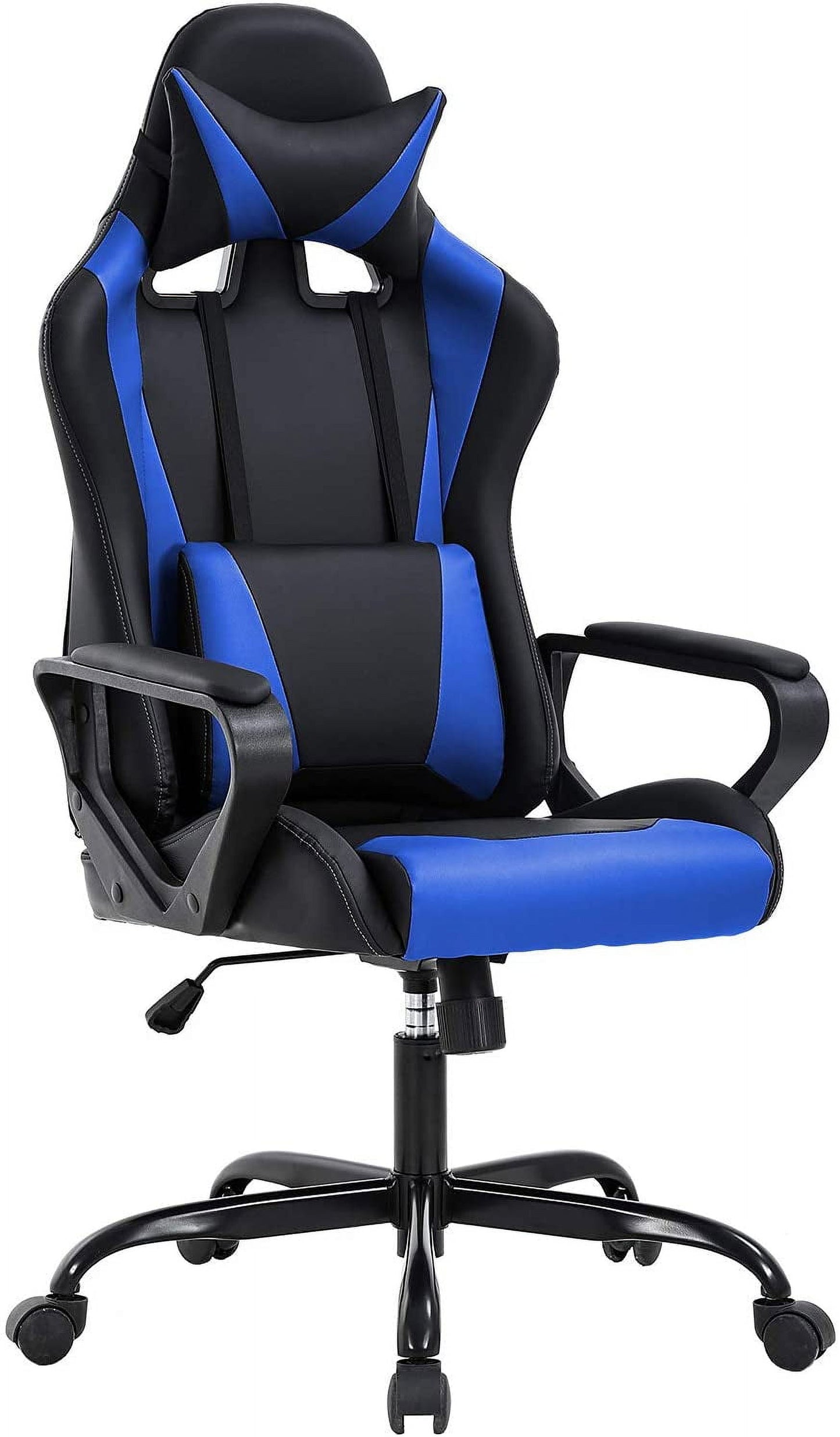 Racing Style Gaming Chair with Adjustable Pillows and Reclining Backrest for Unisex Gamers(Blue)