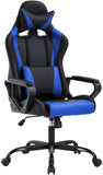 Racing Style Gaming Chair with Adjustable Pillows and Reclining Backrest for Unisex Gamers(Blue)