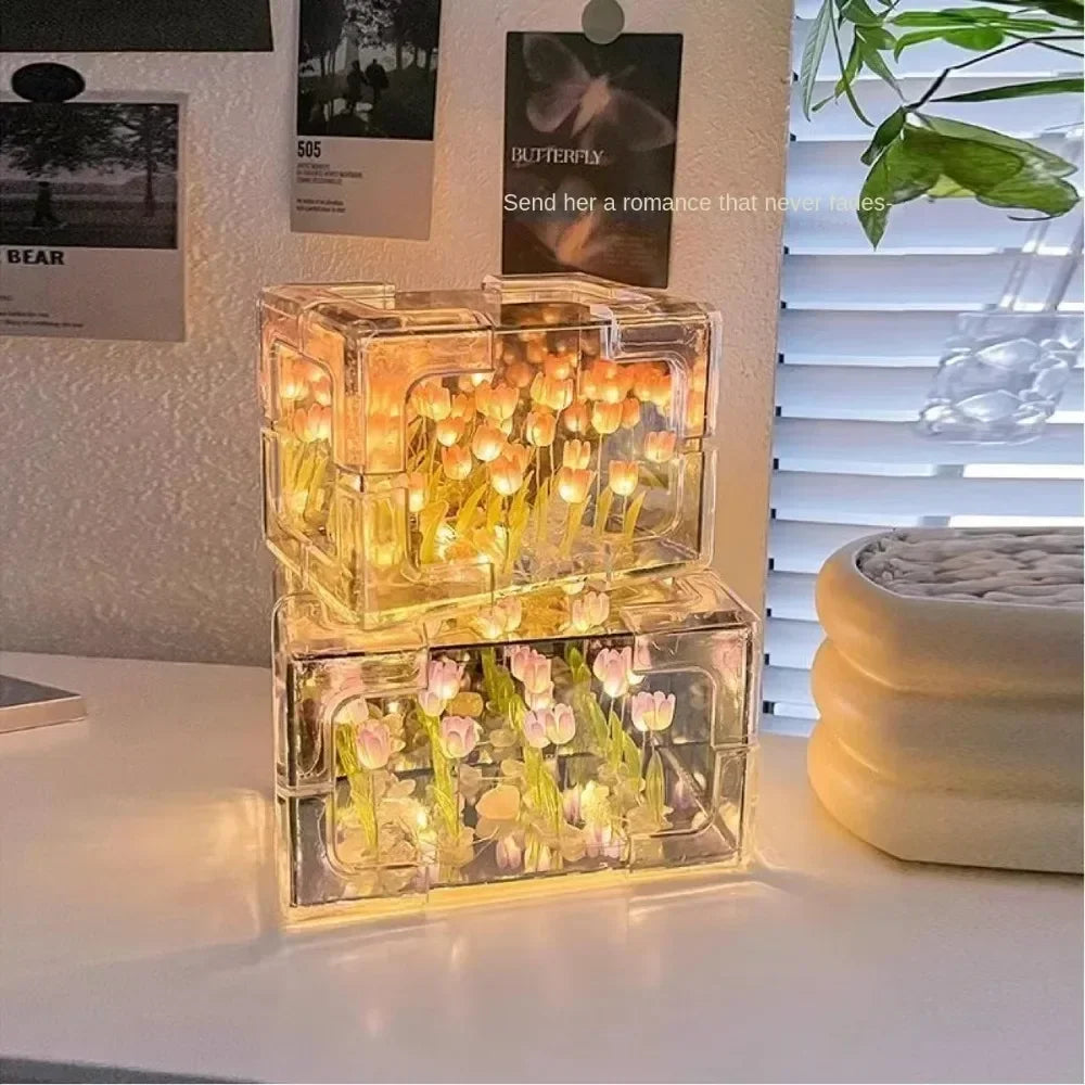 Tulip Flower Sea Cube  Night Lamp