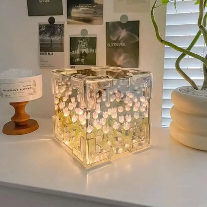 Tulip Flower Sea Cube  Night Lamp