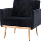 Square Velvet Accent Chair, Golden Metal Leg Single Sofa Chair, Living Room Chair, Bedroom Chair, Coffee Chair, Reception Chair (Black)