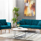 Square Velvet Accent Chair, Golden Metal Leg Single Sofa Chair, Living Room Chair, Bedroom Chair, Coffee Chair, Reception Chair (Teal)