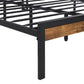 Queen Size Metal Platform Bed Frame With Wooden Headboard And Footboard With USB LINER