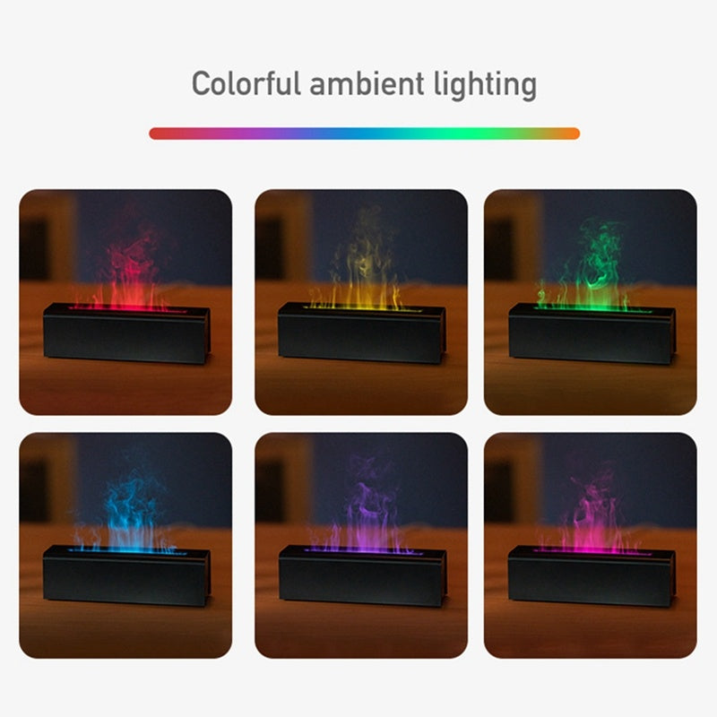 Flame Aromatherapy Diffuser Air Humidifier USB Cool Mist Maker Fogger Essential Oil Diffuser 7-Color Flame Humidifier-A Durable