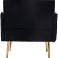 Square Velvet Accent Chair, Golden Metal Leg Single Sofa Chair, Living Room Chair, Bedroom Chair, Coffee Chair, Reception Chair (Black)